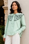 Nakışlı Bebe Yaka Gömlek S2088 Mint Yeşili