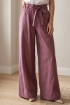 Kemerli Beli Lastikli Pantolon S0068 Mürdüm Kemerli Beli Lastikli Pantolon S0068 Mürdüm