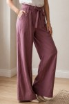 Kemerli Beli Lastikli Pantolon S0068 Mürdüm Kemerli Beli Lastikli Pantolon S0068 Mürdüm