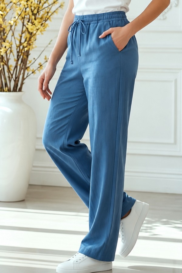 Modal Beli Lastikli Pantolon S2382 İndigo Modal Beli Lastikli Pantolon S2382 İndigo