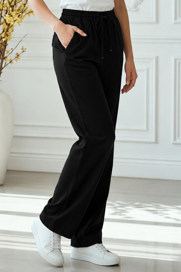 Modal Beli Lastikli Pantolon S2382 Siyah