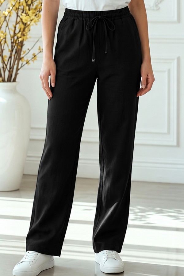 Modal Beli Lastikli Pantolon S2382 Siyah