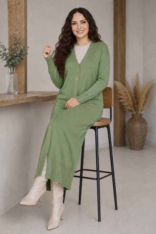 Merserize Uzun Hırka N3250 Çağla
