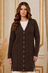 Desenli Merserize Hırka N3352 Kahverengi Desenli Merserize Hırka N3352 Kahverengi