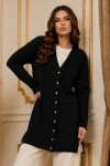 Desenli Merserize Hırka N3352 Siyah