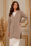 Desenli Merserize Hırka N3352 Vizon
