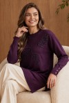 Desenli Merserize Tunik N3385 Mürdüm