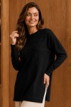 Desenli Merserize Tunik N3385 Siyah