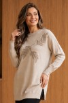 Desenli Merserize Tunik N3385 Taş Rengi Desenli Merserize Tunik N3385 Taş Rengi