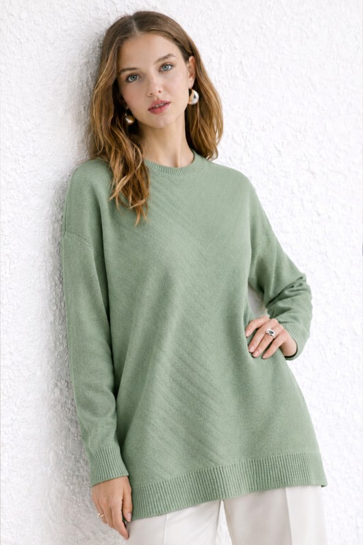 Desenli Tesettür Tunik N3192 Çağla