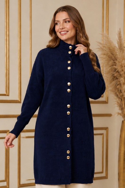Düğmeli Sakal Hırka N3265 Lacivert