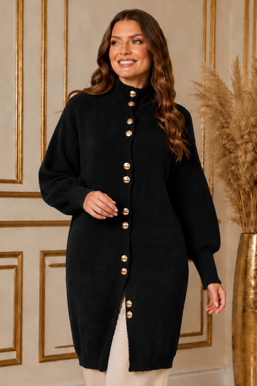 Düğmeli Sakal Hırka N3265 Siyah