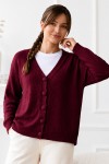 Düğmeli Hırka N511 Bordo