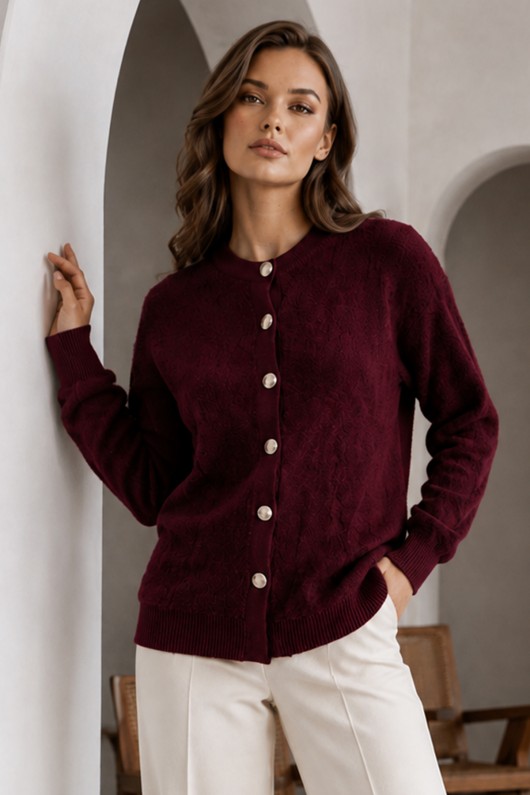 Düğmeli Sakal Hırka N3328 Bordo