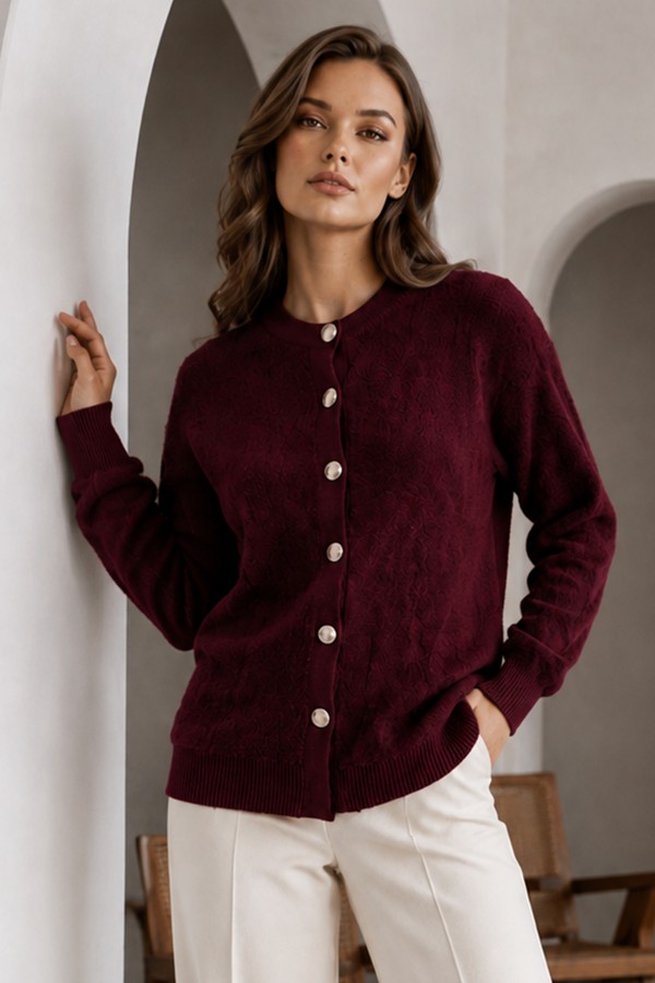 Düğmeli Sakal Hırka N3328 Bordo