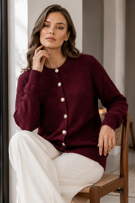 Düğmeli Sakal Hırka N3328 Bordo