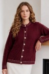 Düğmeli Triko Hırka N3326 Bordo