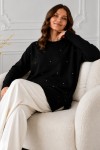 Taşlı Merserize Tunik N3225 Siyah