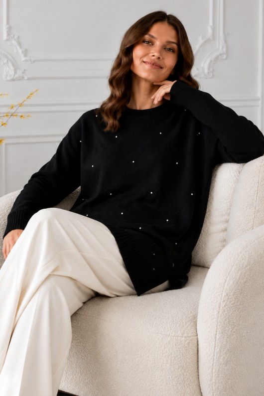 Taşlı Merserize Tunik N3225 Siyah