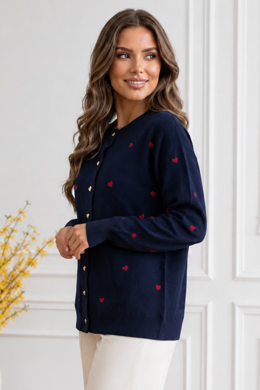 Kalpli Triko Hırka N3219 Lacivert