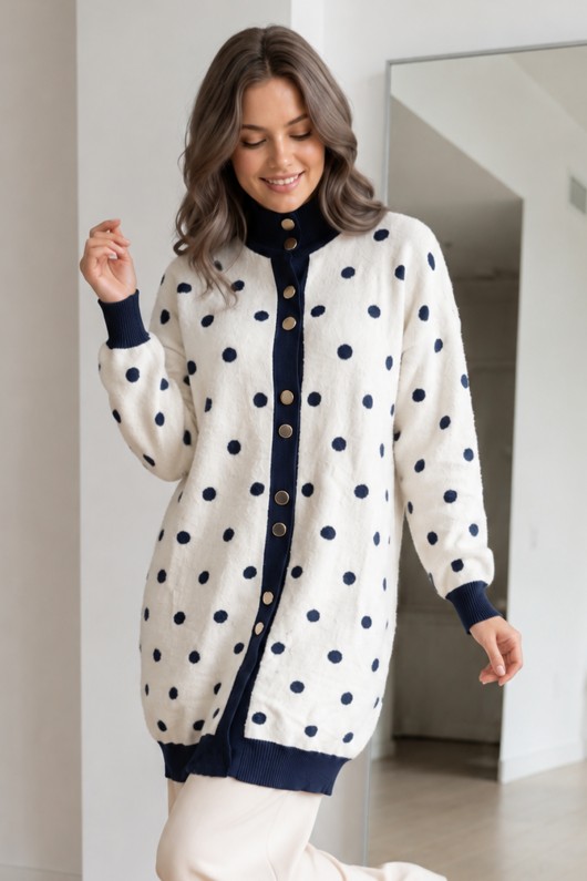 Puantiyeli Sakal Hırka N3321 Lacivert