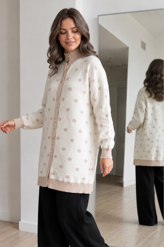 Puantiyeli Sakal Hırka N3321 Taş Rengi