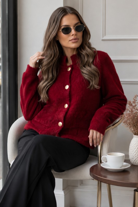 Düğmeli Sakal Hırka N3327 Bordo Düğmeli Sakal Hırka N3327 Bordo