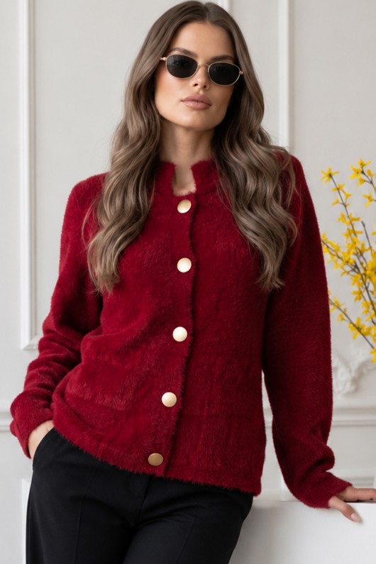 Düğmeli Sakal Hırka N3327 Bordo