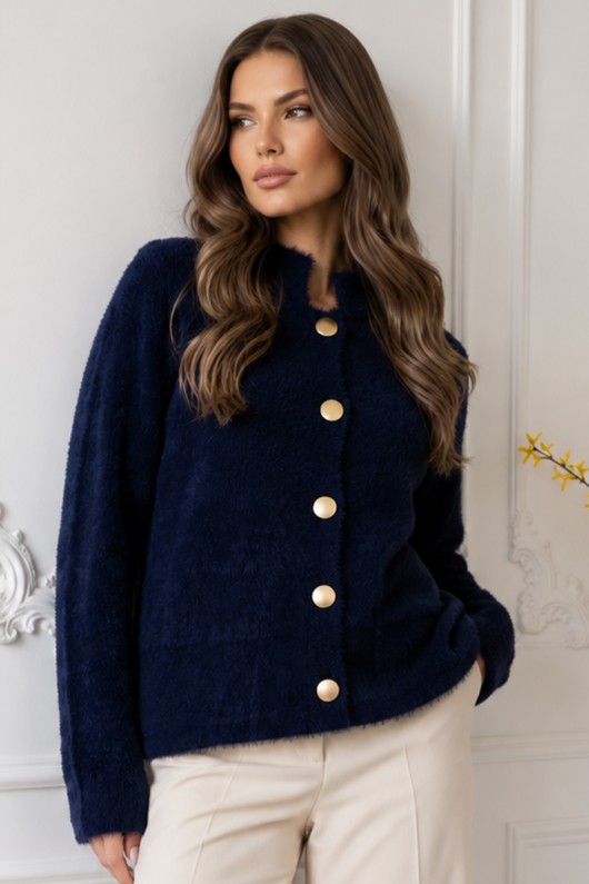 Düğmeli Sakal Hırka N3327 Lacivert
