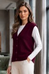 Düğmeli Triko Süveter N518 Bordo