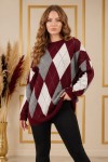 Baklava Desenli Triko Tunik R4508 Bordo
