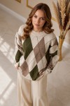 Baklava Desenli Triko Tunik R4508 Ekru