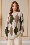 Baklava Desenli Triko Tunik R4508 Ekru