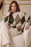Baklava Desenli Triko Tunik R4508 Ekru