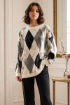 Baklava Desenli Triko Tunik R4508 Gri