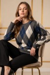 Baklava Desenli Triko Tunik R4508 Lacivert