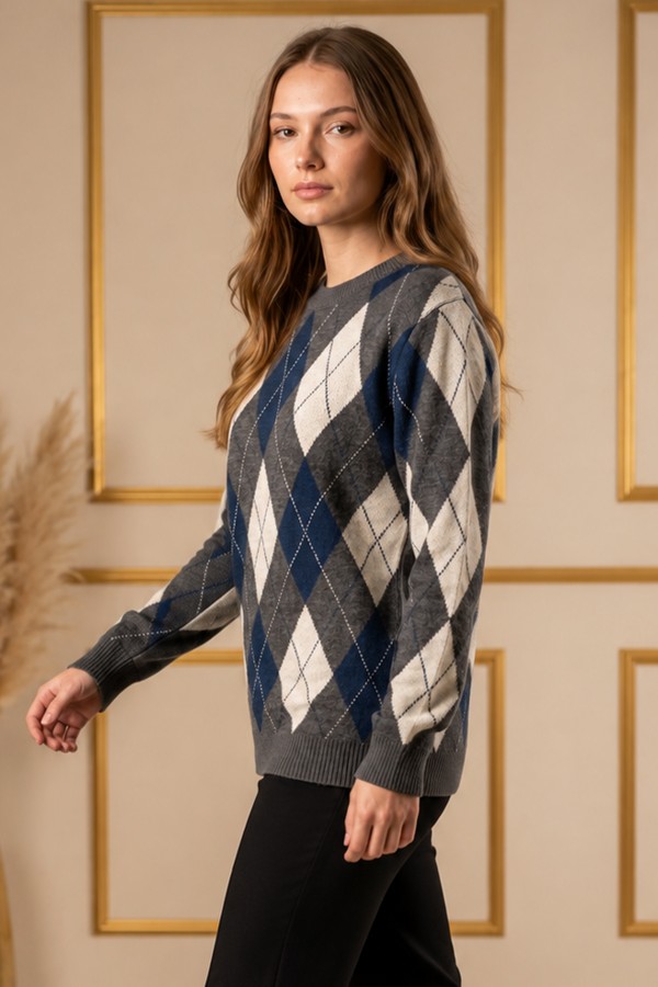 Baklava Desenli Triko Tunik R4508 Lacivert