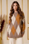Baklava Desenli Triko Tunik R4508 Vizon