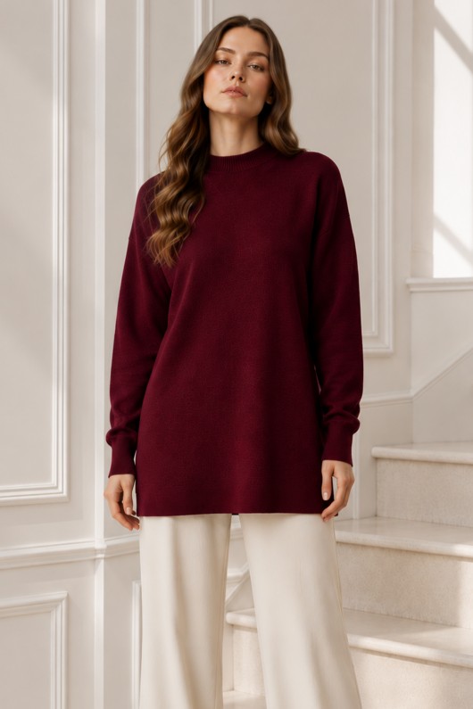 Triko Tunik R7183 Bordo Triko Tunik R7183 Bordo