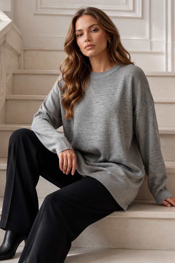 Triko Tunik R7183 Gri