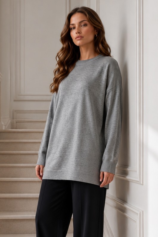 Triko Tunik R7183 Gri Triko Tunik R7183 Gri