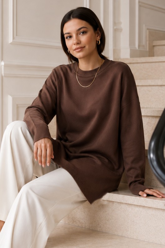 Triko Tunik R7183 Kahverengi