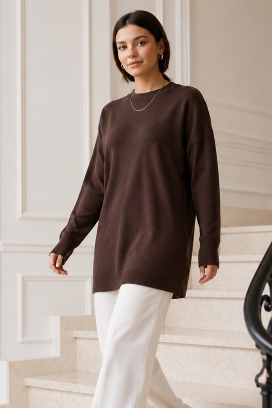 Triko Tunik R7183 Kahverengi Triko Tunik R7183 Kahverengi