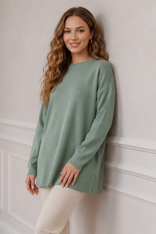 Triko Tunik R7183 Mint Yeşili