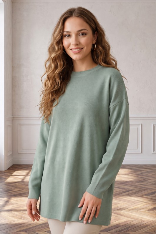 Triko Tunik R7183 Mint Yeşili Triko Tunik R7183 Mint Yeşili