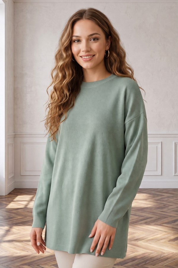 Triko Tunik R7183 Mint Yeşili