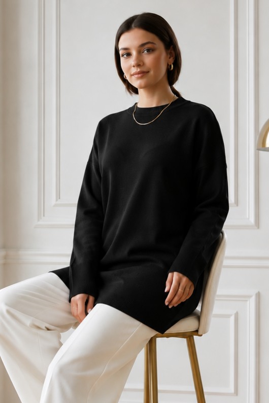Triko Tunik R7183 Siyah Triko Tunik R7183 Siyah
