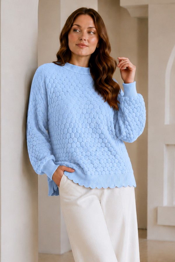 Kabartmalı Triko Kazak R4520 Bebe Mavisi