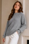 Kabartmalı Triko Kazak R4520 Gri