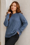 Desenli Triko Kazak R4514 İndigo